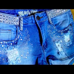 Love Culture bling sparkly silver jean shorts